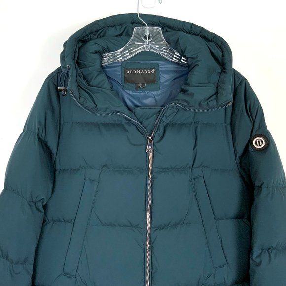 New Bernardo Long Puffer Coat Navy/Teal 60% Duck Down & Feather Fill Size Medium - Picture 5 of 16